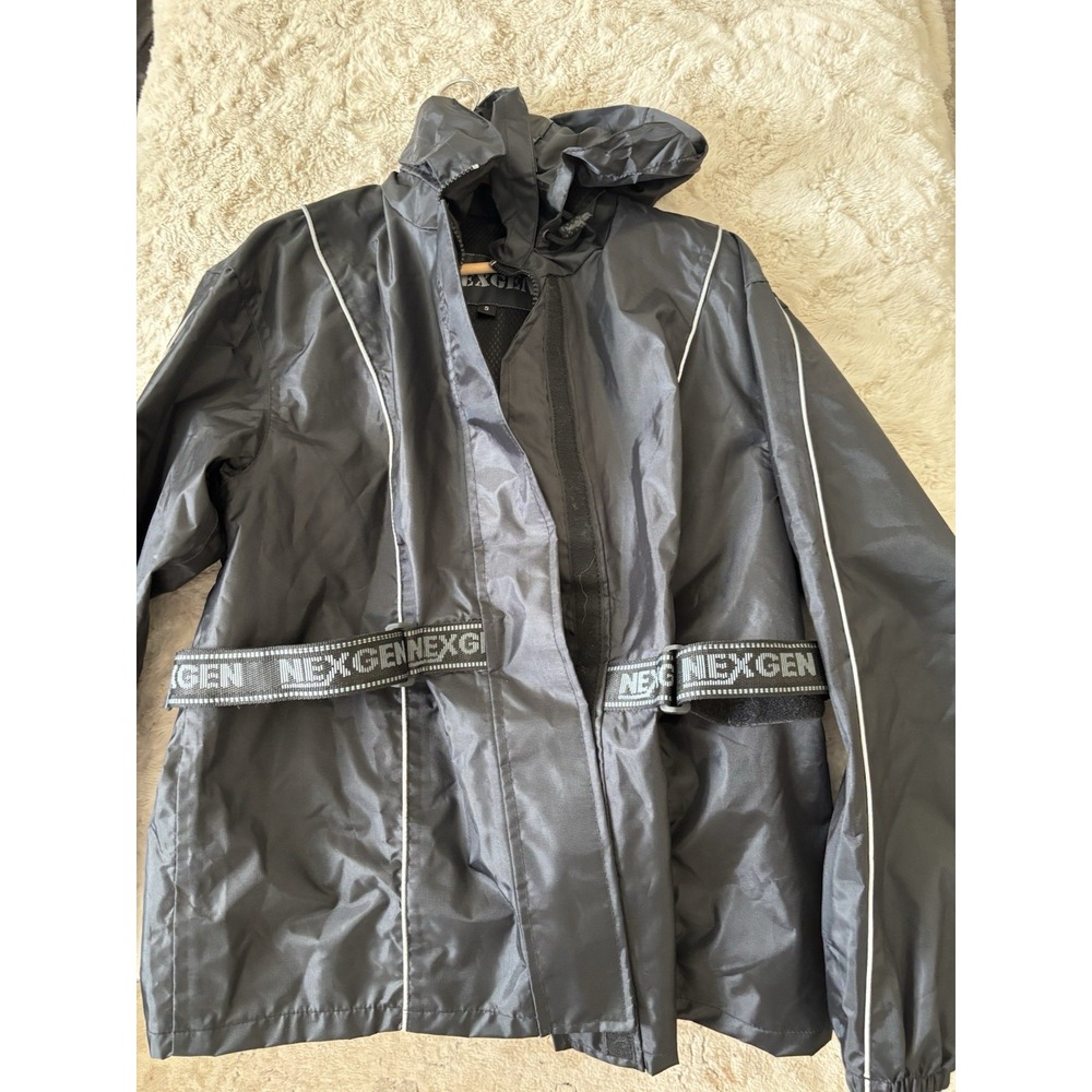 Nexgen Jacket Mens S Black Water Resistant Belted Lightweight Windbreaker Moto